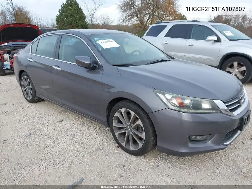 1HGCR2F51FA107807 2015 Honda Accord Sport