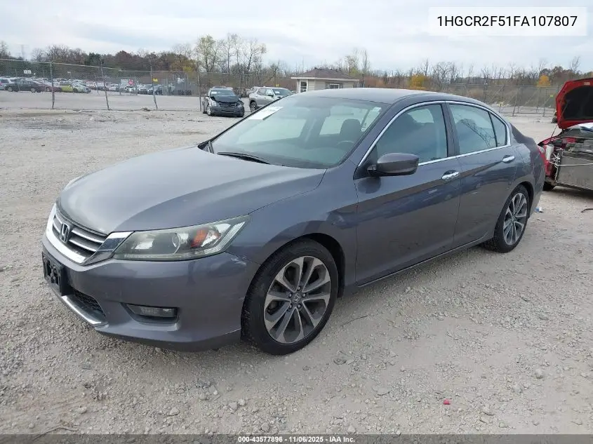1HGCR2F51FA107807 2015 Honda Accord Sport