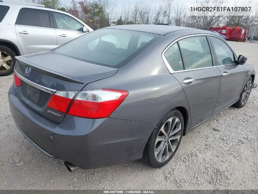 1HGCR2F51FA107807 2015 Honda Accord Sport