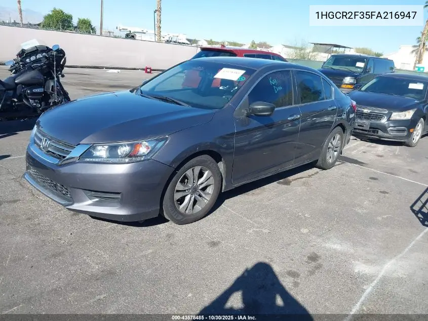1HGCR2F35FA216947 2015 Honda Accord Lx