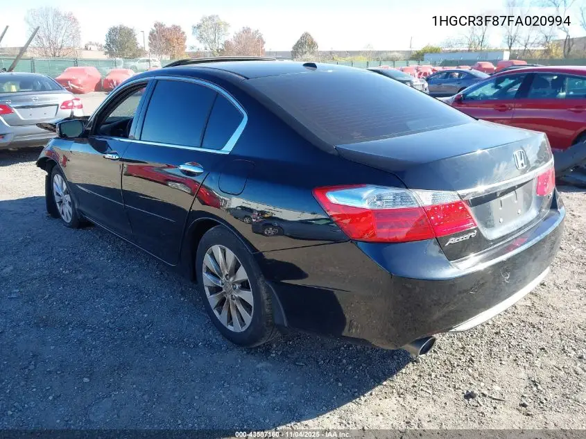 1HGCR3F87FA020994 2015 Honda Accord Ex-L V-6