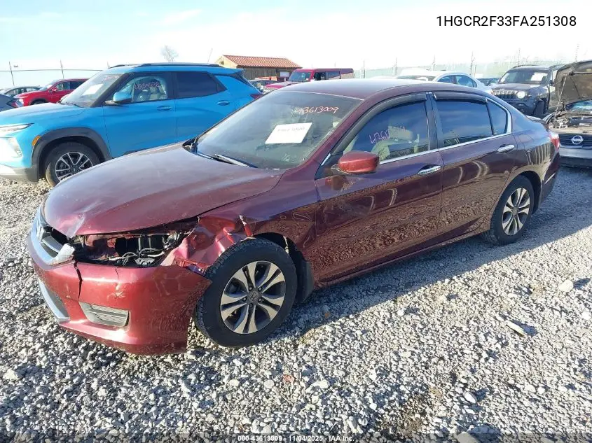 1HGCR2F33FA251308 2015 Honda Accord Lx