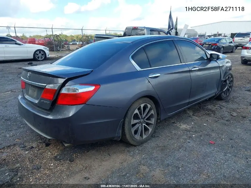 1HGCR2F58FA271118 2015 Honda Accord Sport