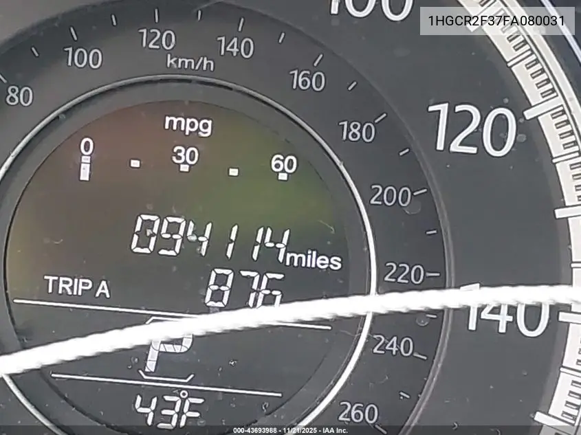 1HGCR2F37FA080031 2015 Honda Accord Lx