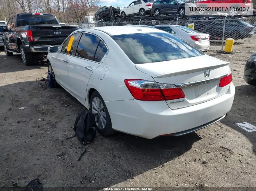 1HGCR2F80FA116007 2015 Honda Accord Ex-L