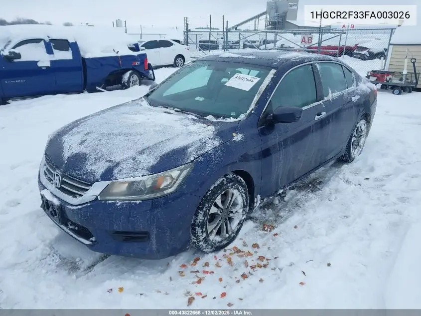 1HGCR2F33FA003026 2015 Honda Accord Lx