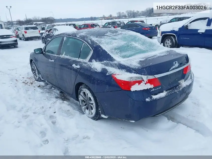1HGCR2F33FA003026 2015 Honda Accord Lx