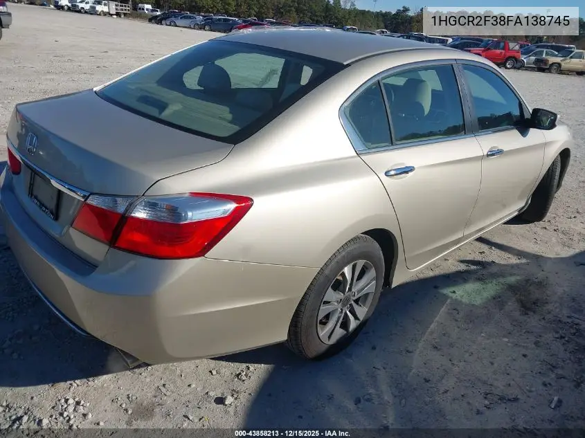 1HGCR2F38FA138745 2015 Honda Accord Lx