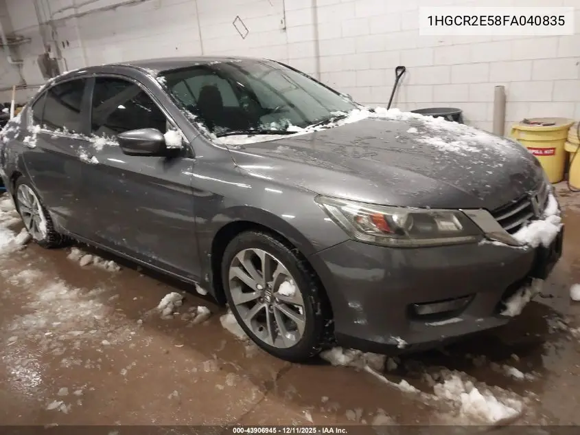 1HGCR2E58FA040835 2015 Honda Accord Sport