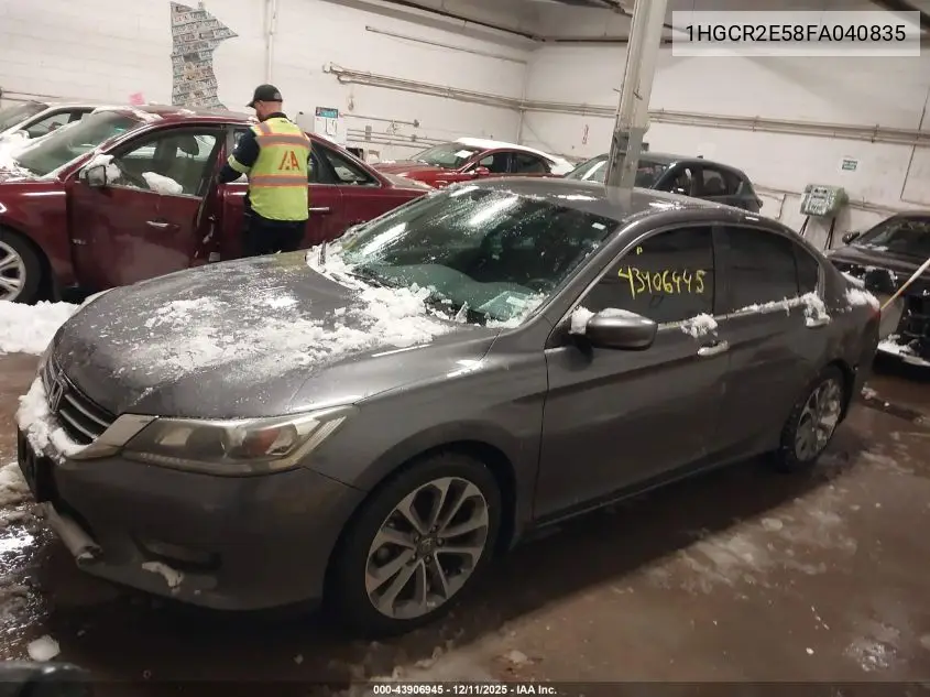 1HGCR2E58FA040835 2015 Honda Accord Sport