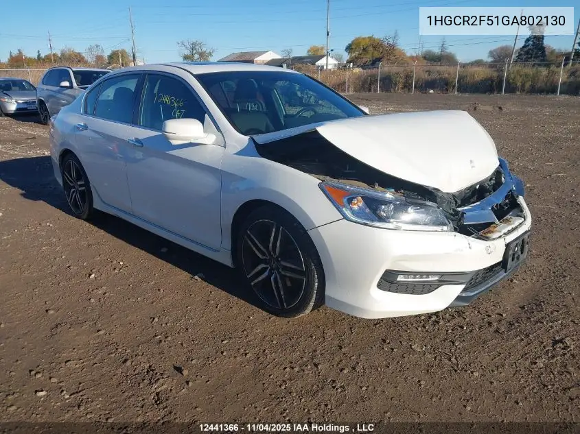 1HGCR2F51GA802130 2016 Honda Accord Sport