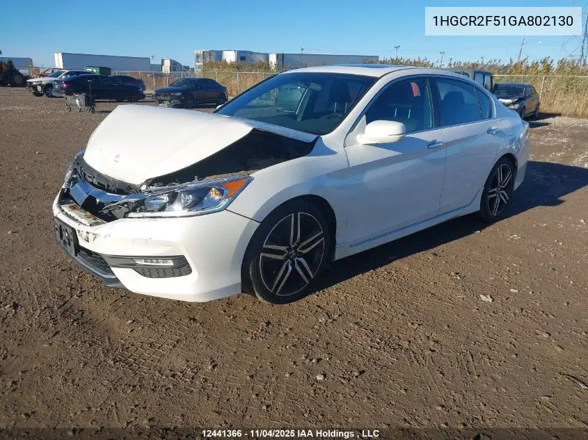 1HGCR2F51GA802130 2016 Honda Accord Sport