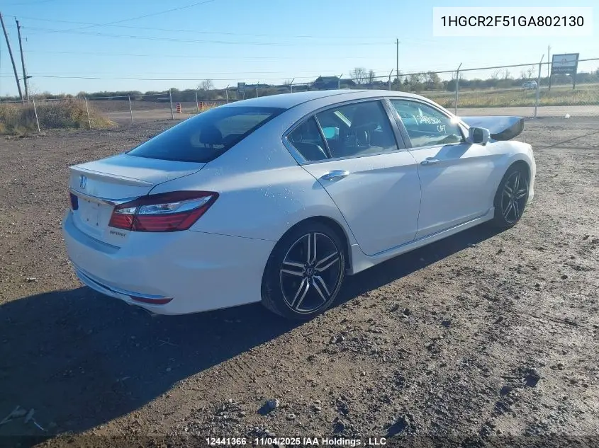 1HGCR2F51GA802130 2016 Honda Accord Sport