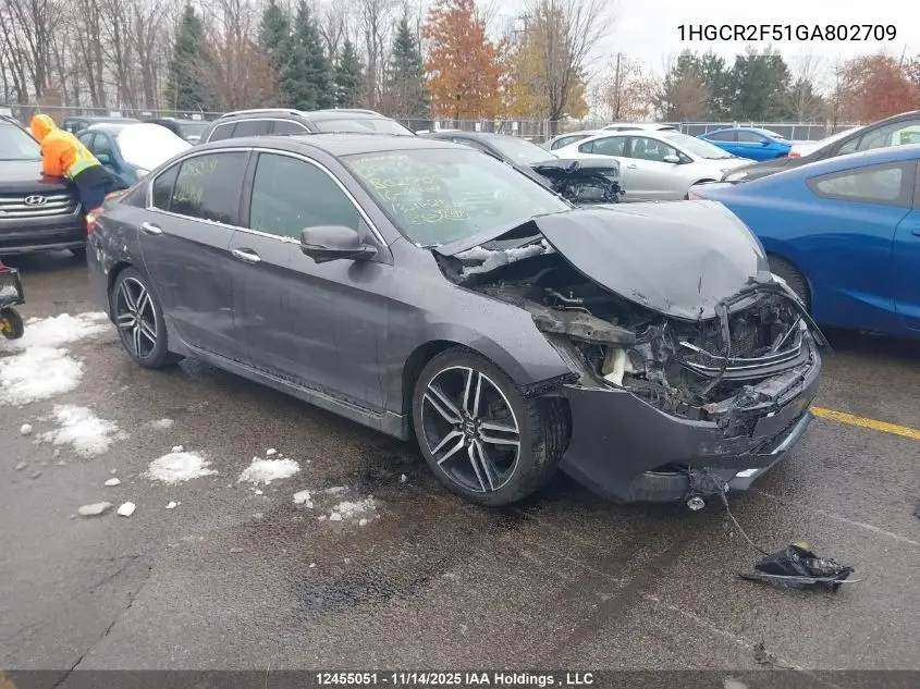 1HGCR2F51GA802709 2016 Honda Accord Sport