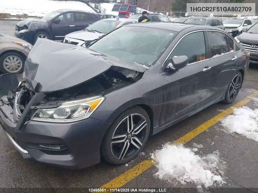 1HGCR2F51GA802709 2016 Honda Accord Sport