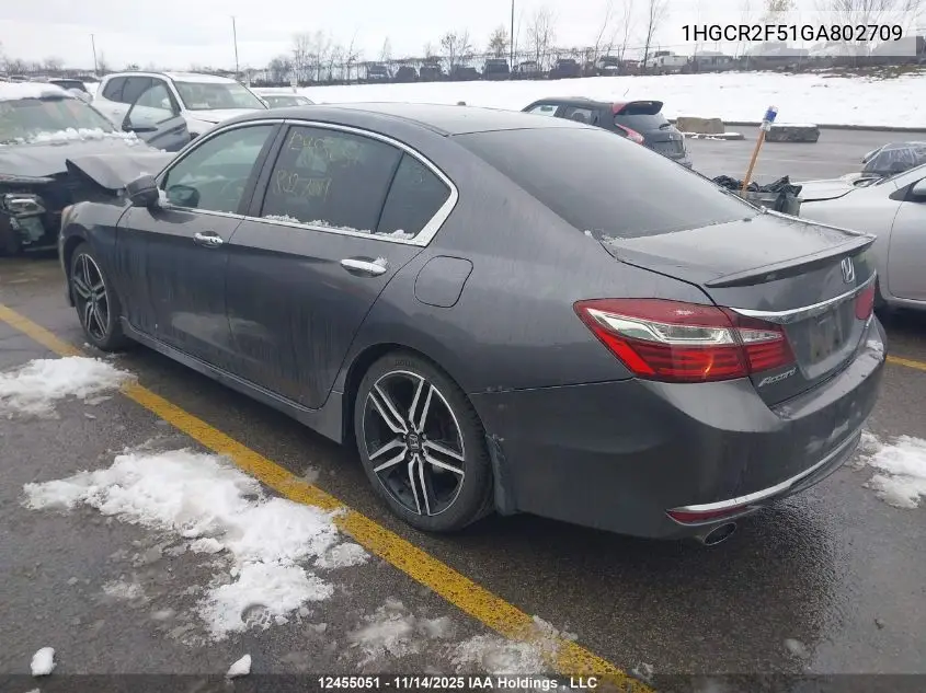 1HGCR2F51GA802709 2016 Honda Accord Sport
