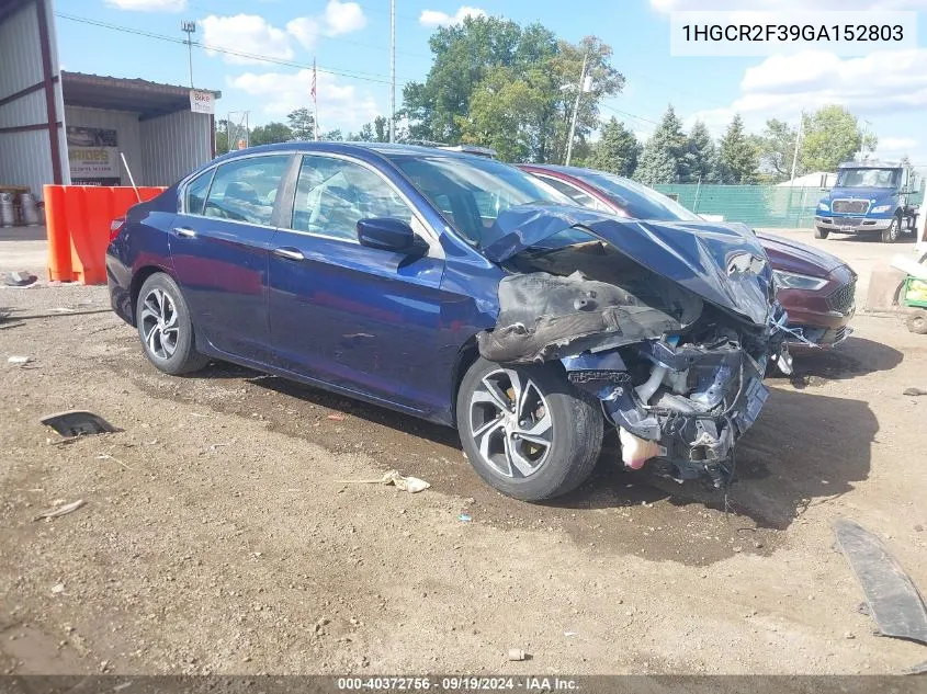 2016 Honda Accord Lx VIN: 1HGCR2F39GA152803 Lot: 40372756