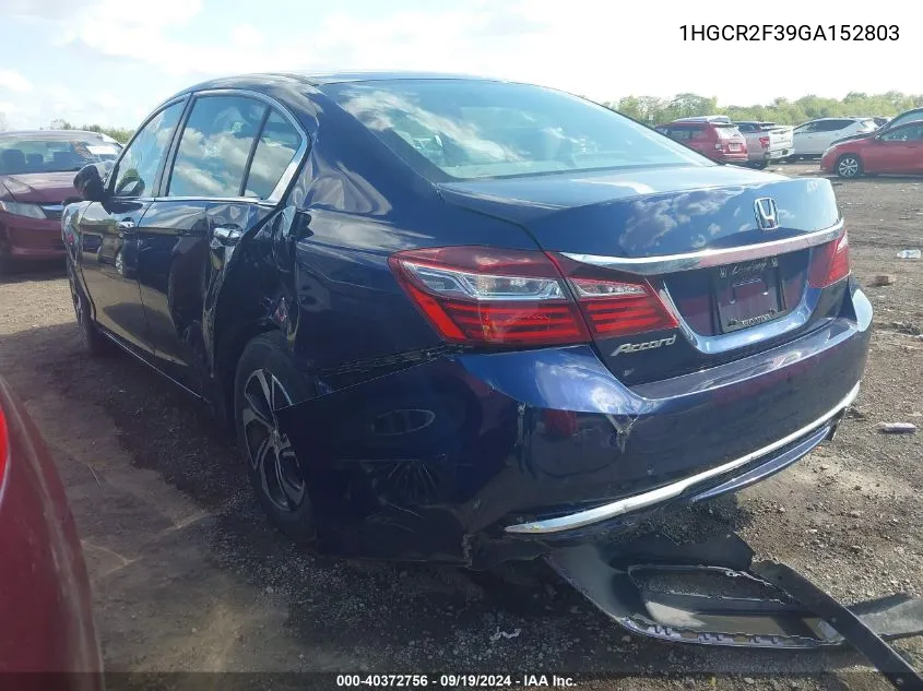 2016 Honda Accord Lx VIN: 1HGCR2F39GA152803 Lot: 40372756