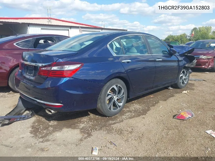 2016 Honda Accord Lx VIN: 1HGCR2F39GA152803 Lot: 40372756