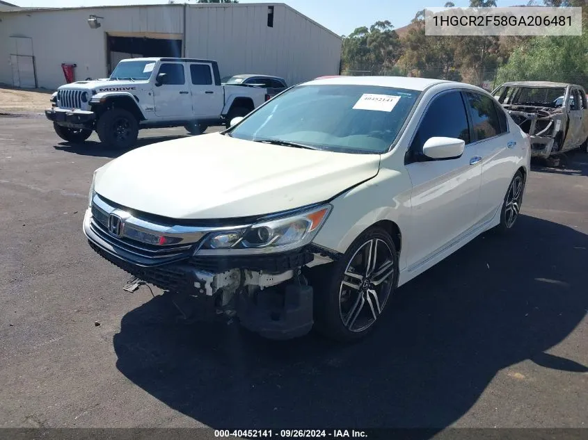 1HGCR2F58GA206481 2016 Honda Accord Sport