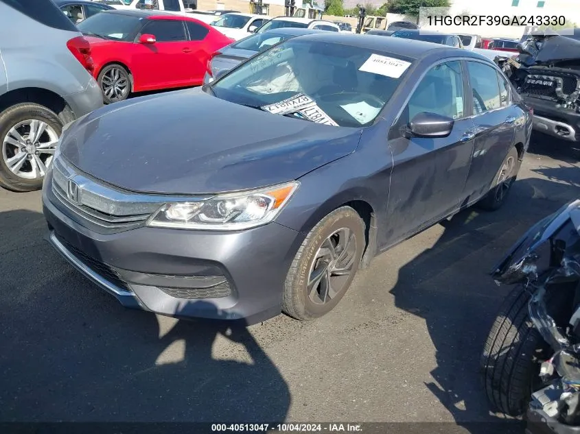 1HGCR2F39GA243330 2016 Honda Accord Lx