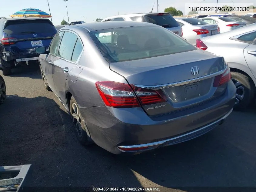 1HGCR2F39GA243330 2016 Honda Accord Lx