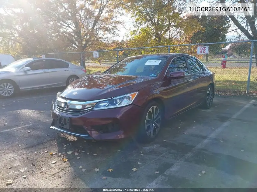 1HGCR2F91GA108461 2016 Honda Accord Ex-L