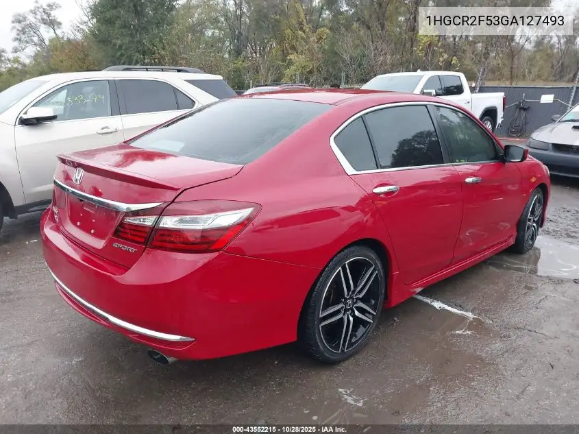 1HGCR2F53GA127493 2016 Honda Accord Sport