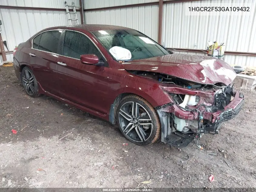 1HGCR2F53GA109432 2016 Honda Accord Sport