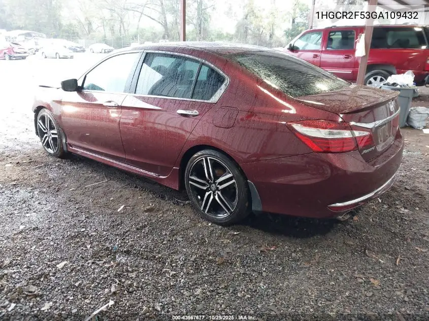 1HGCR2F53GA109432 2016 Honda Accord Sport