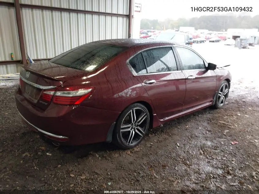 1HGCR2F53GA109432 2016 Honda Accord Sport