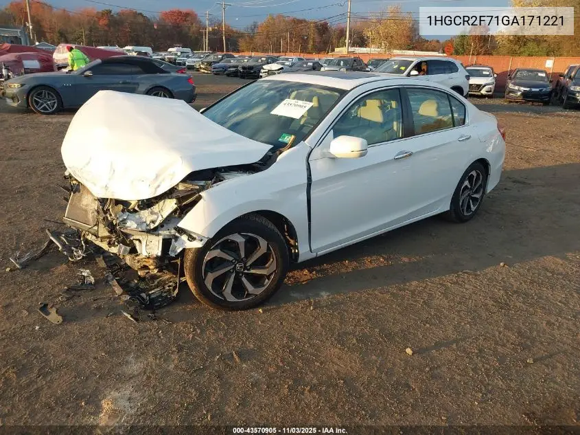 1HGCR2F71GA171221 2016 Honda Accord Ex