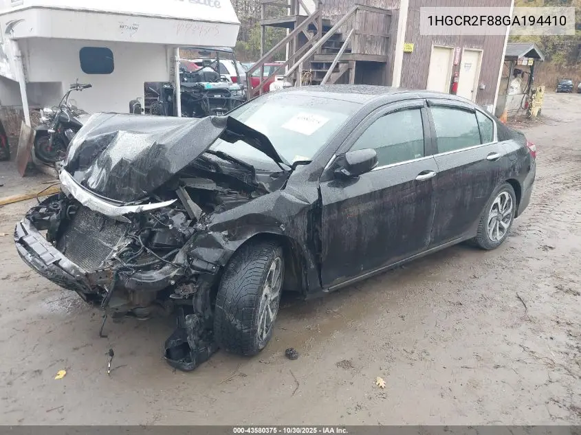 1HGCR2F88GA194410 2016 Honda Accord Ex-L