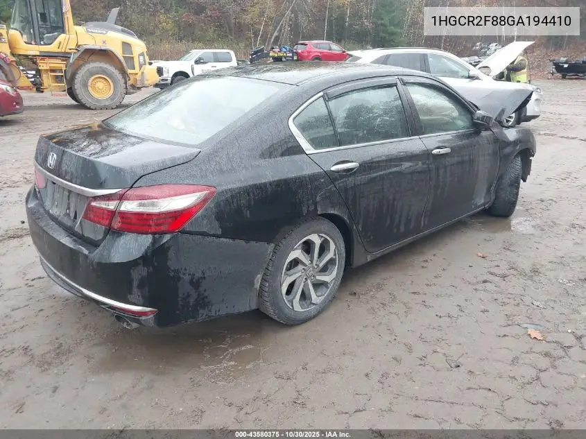 1HGCR2F88GA194410 2016 Honda Accord Ex-L