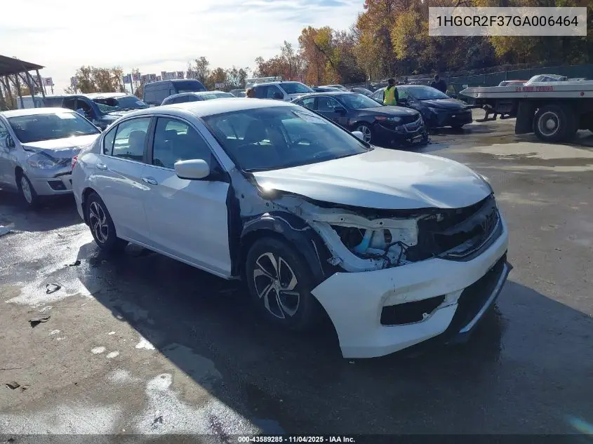 1HGCR2F37GA006464 2016 Honda Accord Lx