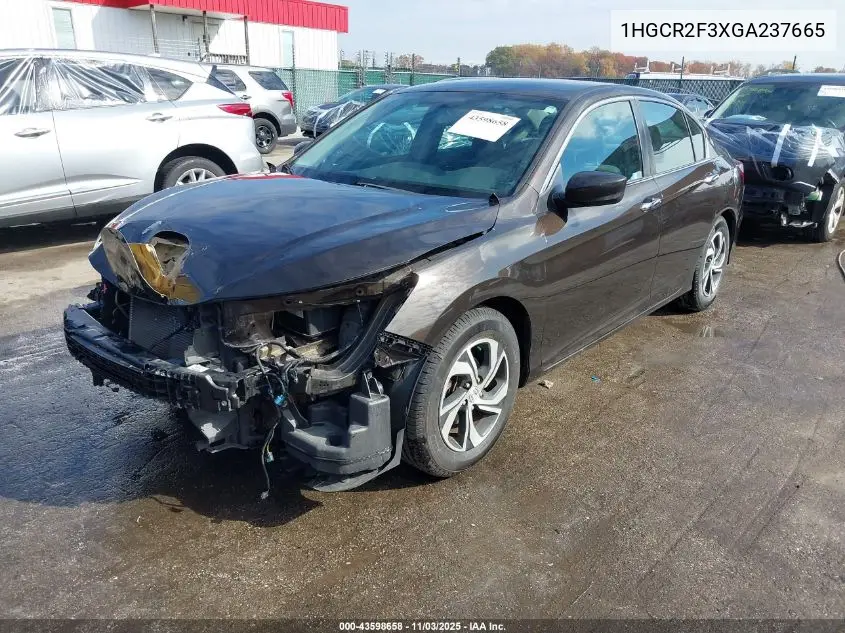 1HGCR2F3XGA237665 2016 Honda Accord Lx