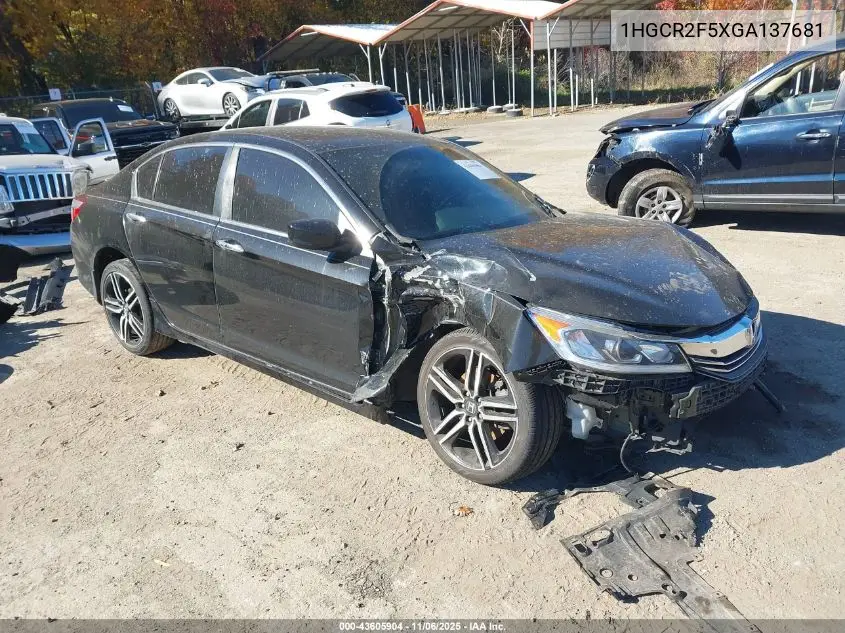 1HGCR2F5XGA137681 2016 Honda Accord Sport