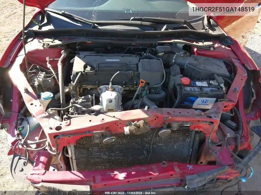 1HGCR2F51GA148519 2016 Honda Accord Sport
