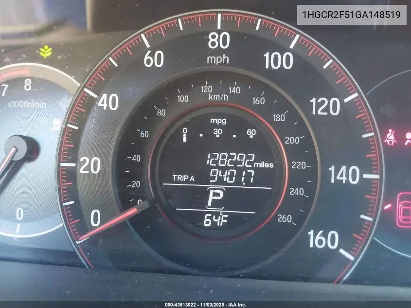 1HGCR2F51GA148519 2016 Honda Accord Sport