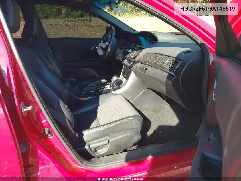 1HGCR2F51GA148519 2016 Honda Accord Sport