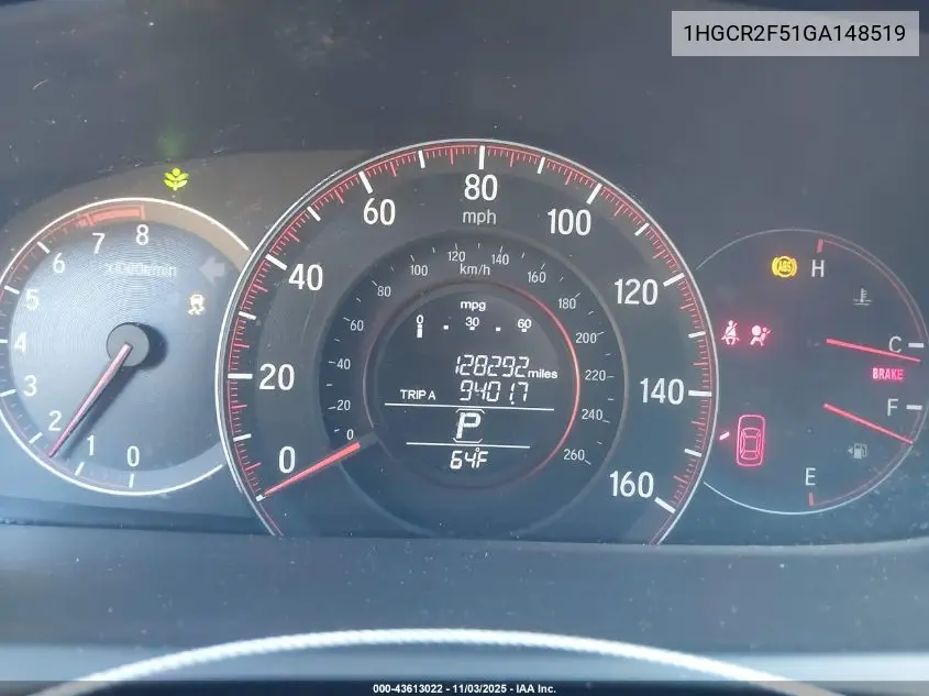 1HGCR2F51GA148519 2016 Honda Accord Sport