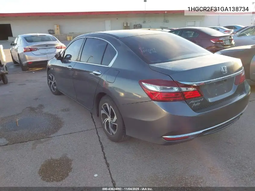 1HGCR2F31GA138734 2016 Honda Accord Lx