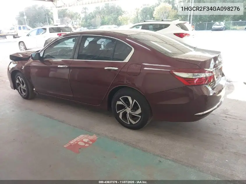 1HGCR2F34GA098276 2016 Honda Accord Lx