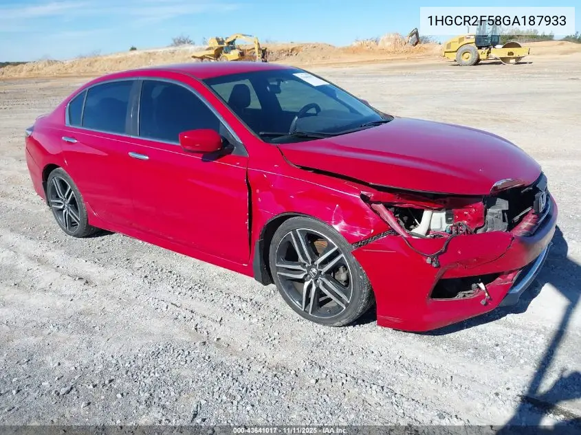 1HGCR2F58GA187933 2016 Honda Accord Sport