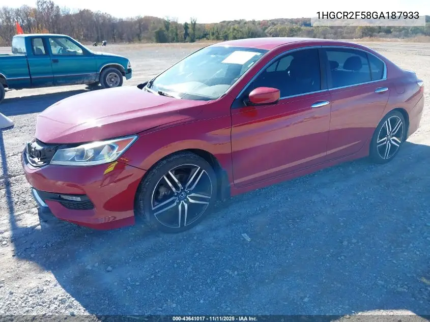 1HGCR2F58GA187933 2016 Honda Accord Sport