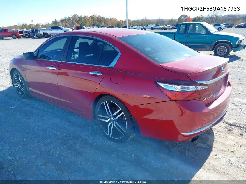 1HGCR2F58GA187933 2016 Honda Accord Sport