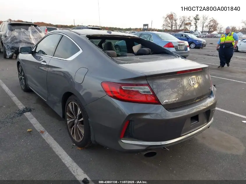1HGCT2A80GA001840 2016 Honda Accord Ex-L V-6