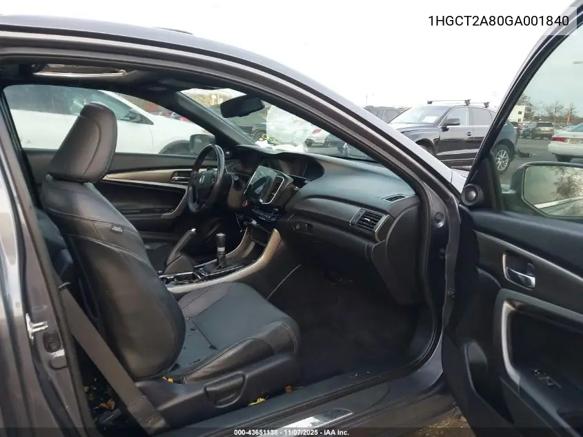 1HGCT2A80GA001840 2016 Honda Accord Ex-L V-6