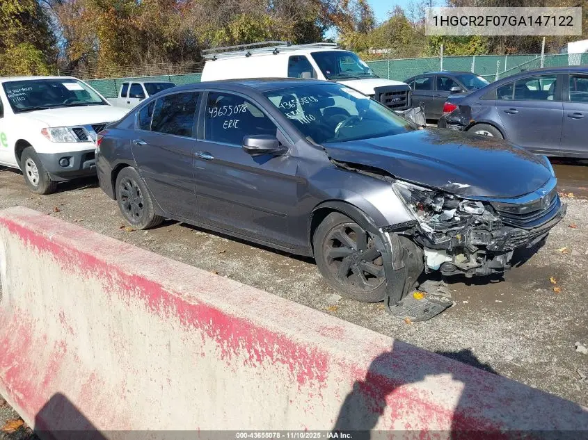 1HGCR2F07GA147122 2016 Honda Accord Ex
