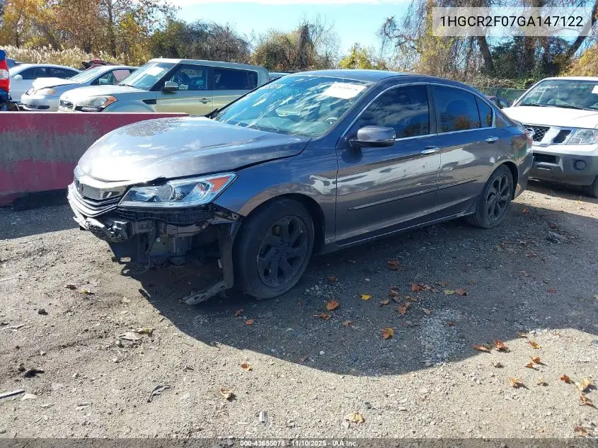 1HGCR2F07GA147122 2016 Honda Accord Ex